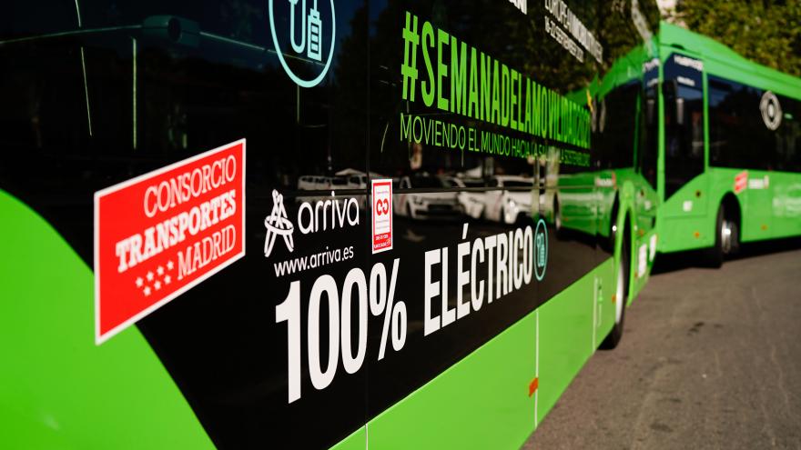 imagen de un autobús 100% eléctrico del Consorcio de Transportes de la Comunidad de Madrid