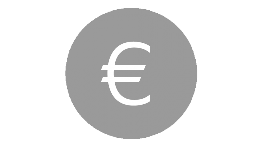 Tarifas del transporte público Símbolo del euro en gris