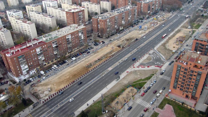 Vista aérea de la estación Ciudad de los Ángeles durante las obras