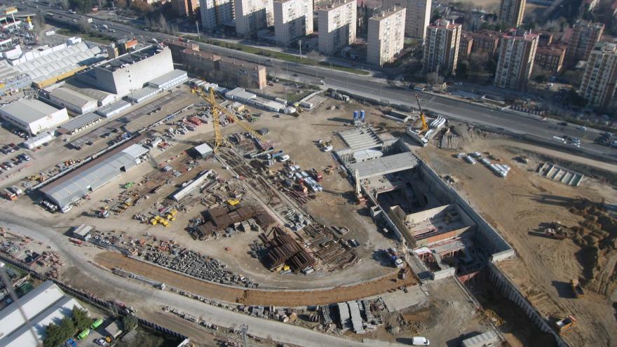 Vista aérea de la estación San Cristóbal durante la ejecución de las obras