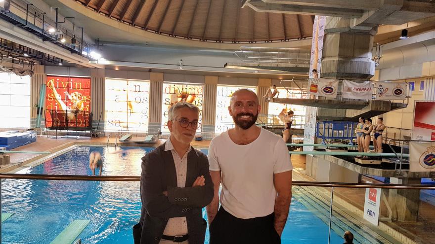 Jaime de los Santos en el Centro de Natación Mundial 86