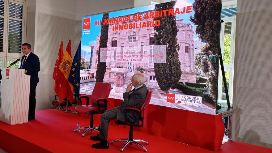 El consejero Jorge Rodrigo durante la inauguración de las XII Jornadas de Arbitraje Inmobiliario