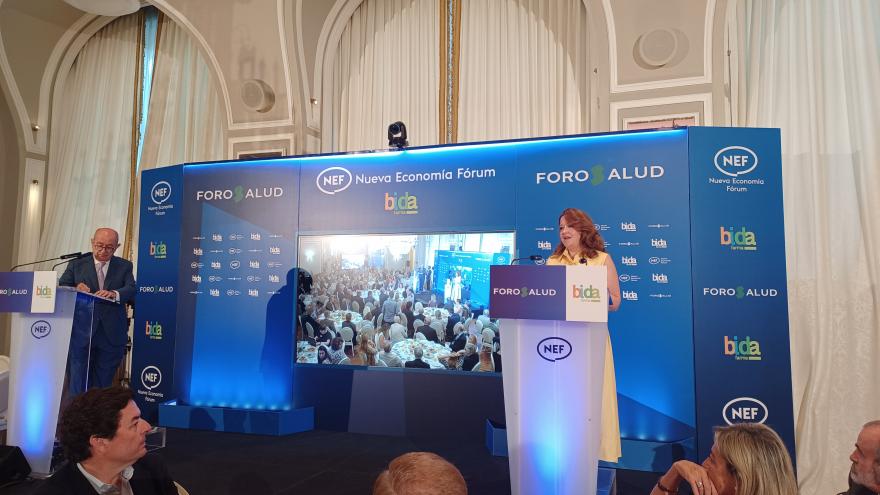 La consejera Fátima Matute en un desayuno informativo del Foro Salud