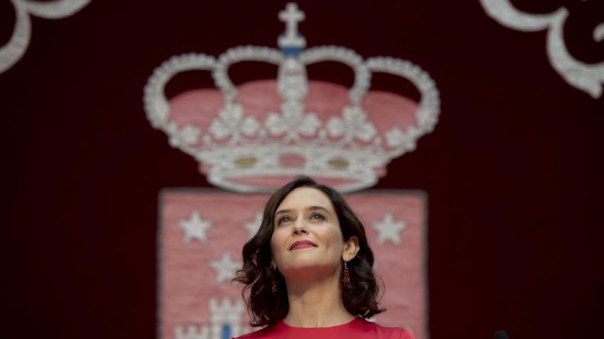 Imagen de la presidenta de la Comunidad de Madrid, Isabel Díaz Ayuso, durante la toma de posesión