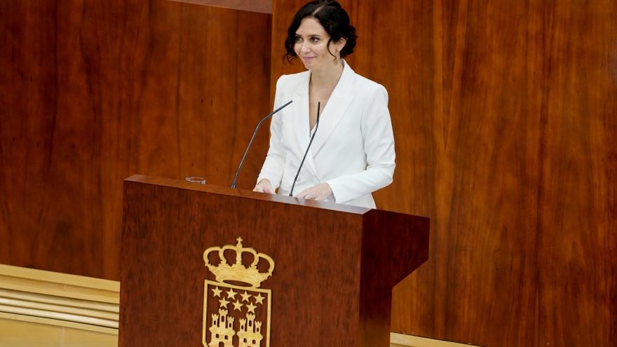 Isabel Díaz Ayuso, en el pleno de investidura en la Asamblea de Madrid