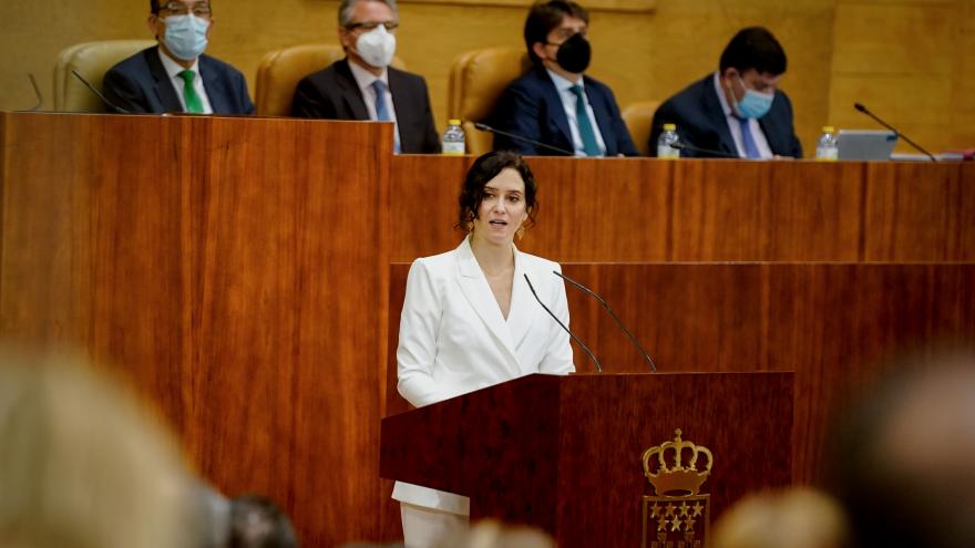 Isabel Díaz Ayuso, en el pleno de investidura en la Asamblea de Madrid