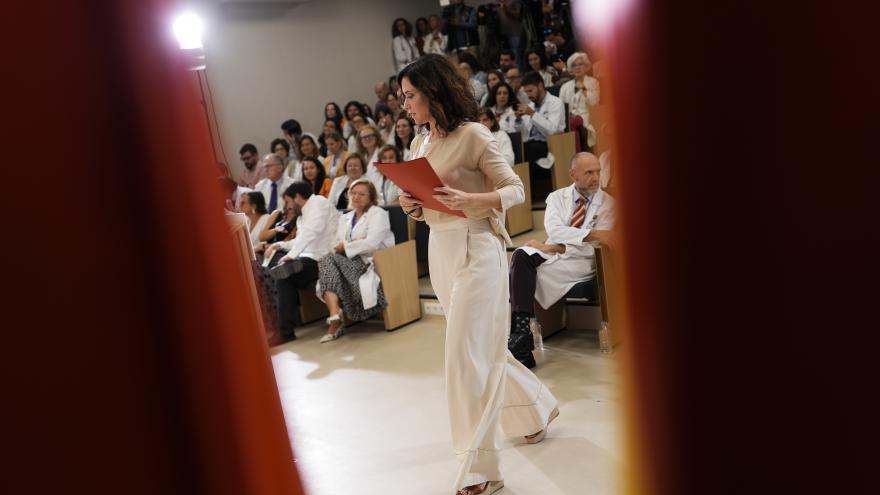 La presidenta Isabel Díaz Ayuso en la presentación del balance de la Unidad de Hospitalización Pediátrica a Domicilio del Hospital Niño Jesús