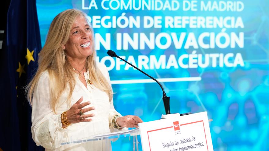 La consejera Rocío Albert durante la presentación de la Estrategia de innovación biofarmacéutica