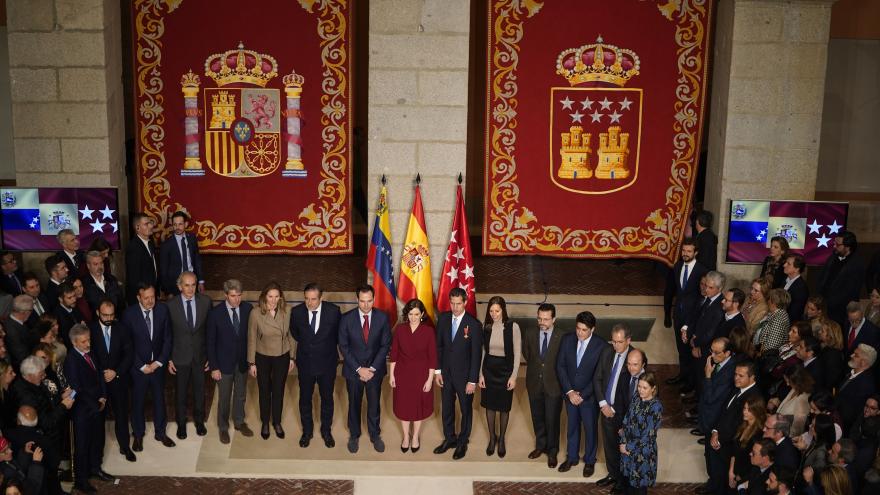 Isabel Díaz Ayuso durante la recepción a Juan Guaidó en la Real Casa de Correos 