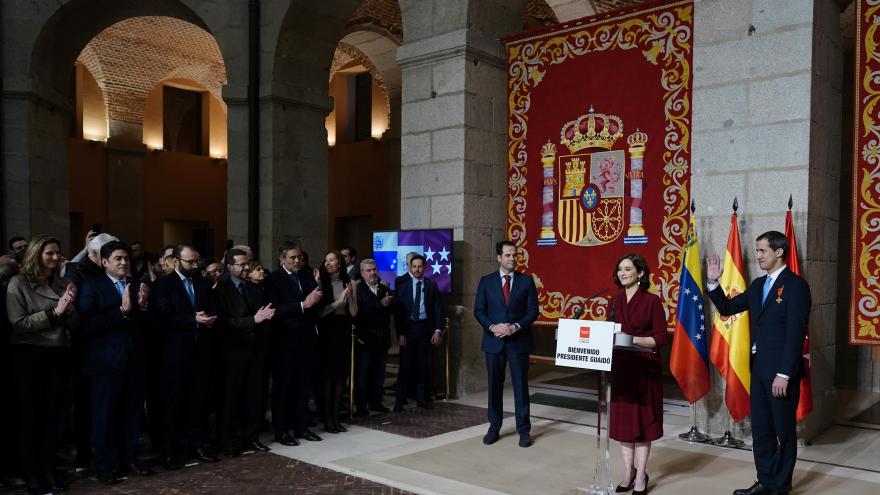 Isabel Díaz Ayuso durante la recepción a Juan Guaidó en la Real Casa de Correos 
