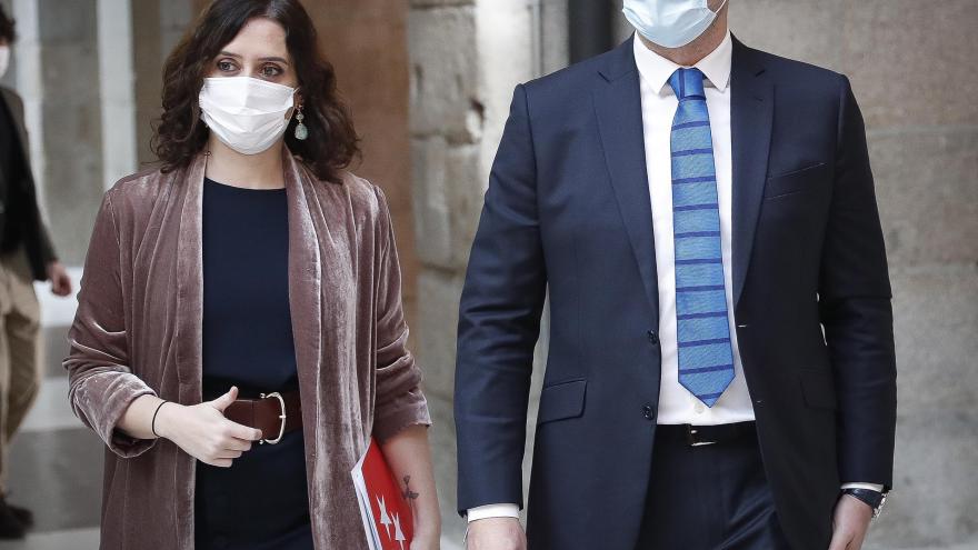 Isabel Díaz Ayuso e Ignacio Aguado, en rueda de prensa