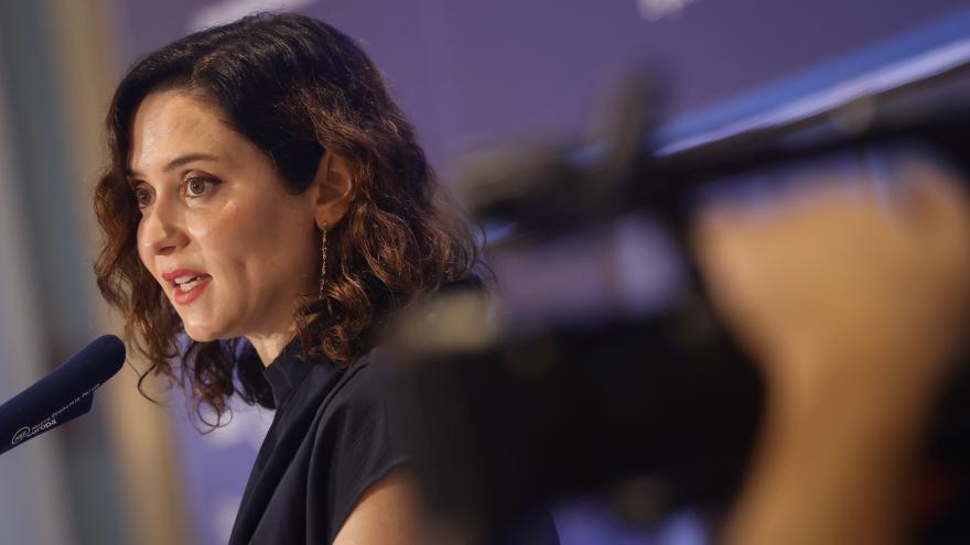 La presidenta Isabel Díaz Ayuso durante el desayuno informativo del Fórum Europa