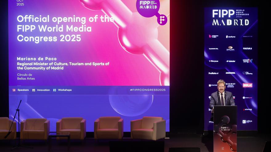 De Paco Serrano inaugura el Congreso Internacional de Editores de Revistas FIPP Media Congress El consejero Mariano de Paco Serrano durante el Congreso Internacional de Editores de Revistas FIPP Media Congress