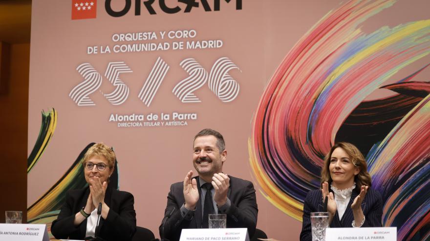 El consejero Mariano de Paco Serrano durante la presentación de la temporada de la ORCAM
