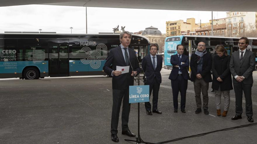 Ángel Garrido en la presentación de la línea que conecta Moncloa y Atocha a través de Gran Vía 
