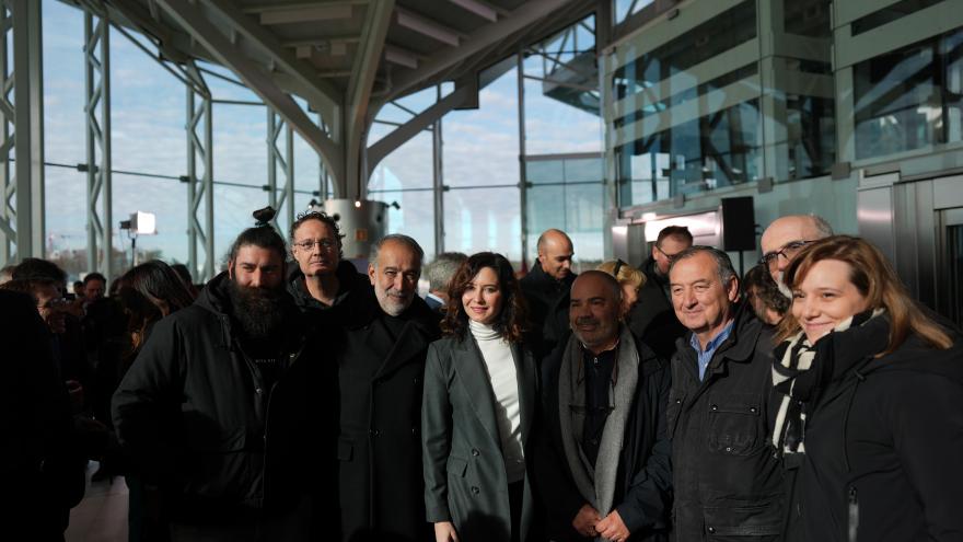 La presidenta Isabel Díaz Ayuso durante la inauguración del intercambiador de Valdebebas