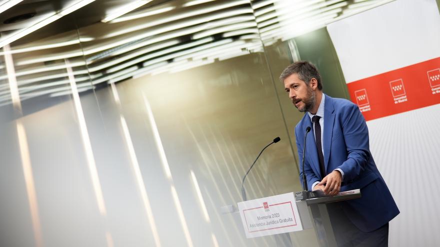 El consejero Miguel Ángel García Martín durante la presentación de la memoria anual del servicio de asistencia jurídica gratuita