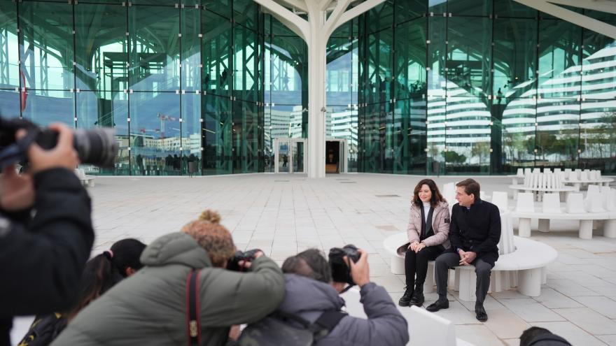 La presidenta Isabel Díaz Ayuso durante la inauguración del intercambiador de Valdebebas