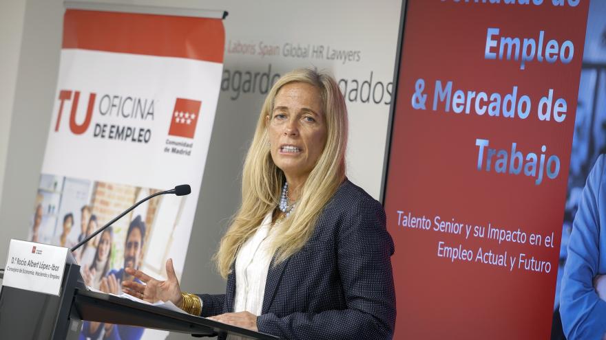 La consejera Rocío Albert durante una jornada sobre el mercado laboral 