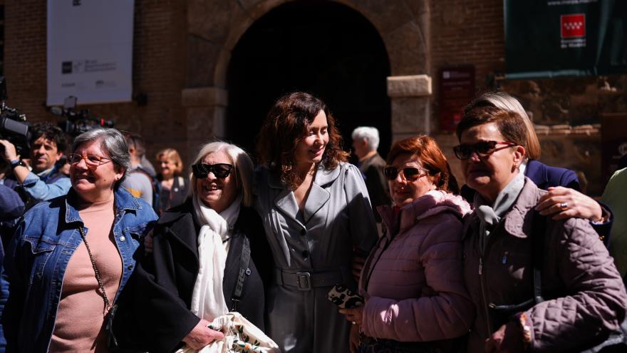La presidenta Isabel Díaz Ayuso durante la inauguración de la exposición ¡Hispano! Gladiadores en el Imperio Romano