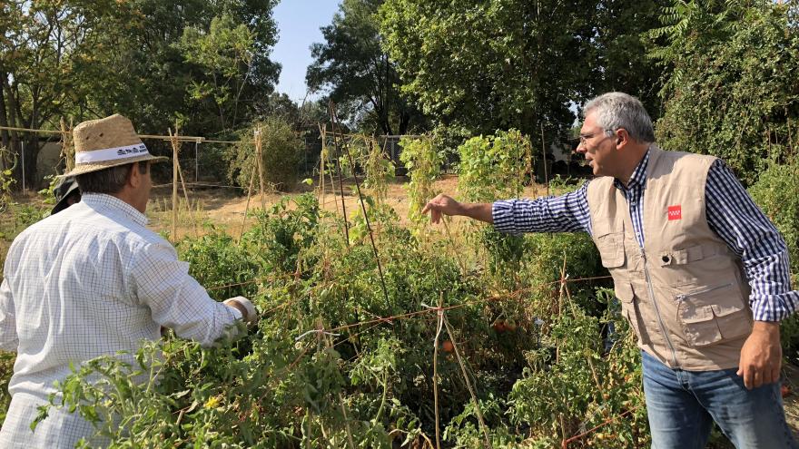 Izquierdo visita los talleres de agricultura participativa en El Escorial 