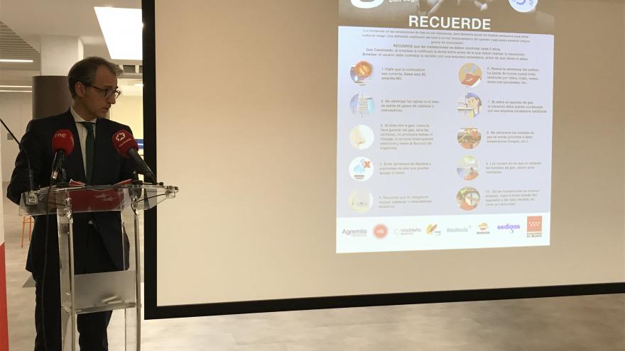 Isaac Martín durante la presentación de la Campaña de Seguridad en las Instalaciones de Gas
