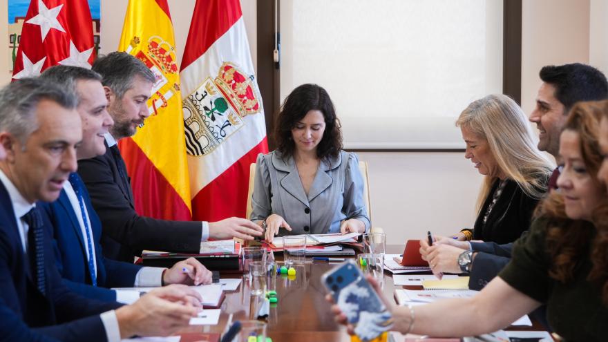 La presidenta Isabel Díaz Ayuso durante la reunión