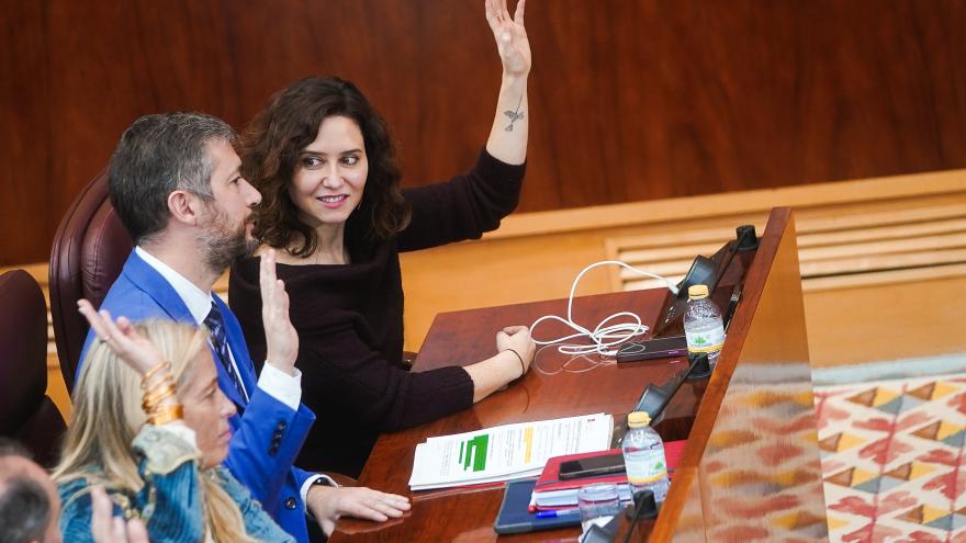 La presidenta Isabel Díaz Ayuso durante un pleno de la Asamblea de Madrid