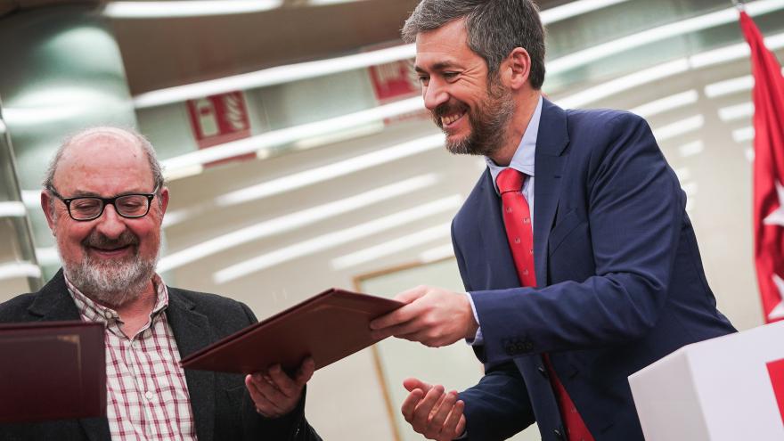 El consejero Miguel Ángel García Martín durante la rubrica de un pacto de Justicia con todos los sindicatos