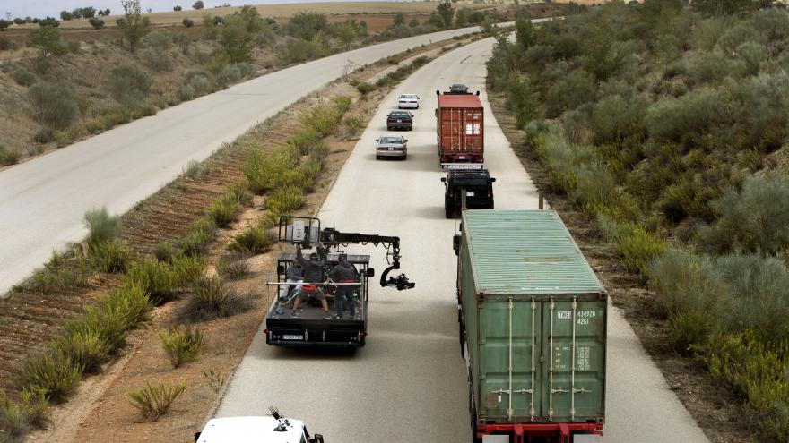 Escena de rodaje en una carretera