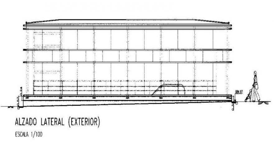 Alzado lateral exterior templete estaciones metrosur