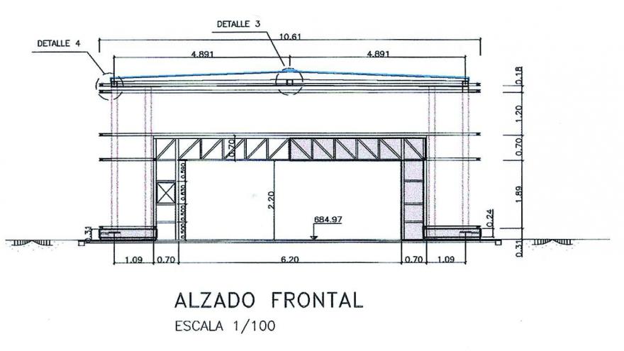 Alzado frontal templete estaciones Metrosur