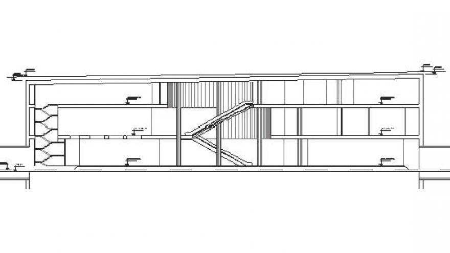 Sección longitudinal de la estación San Fermín-Orcasur