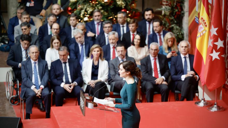 La presidenta Isabel Díaz Ayuso durante su intervención en el acto