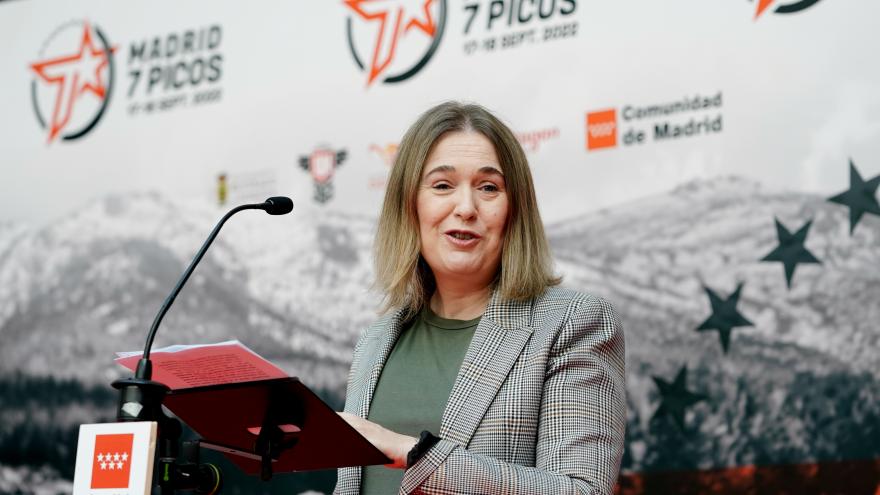 La consejera de Deporte, Marta Rivera de la Cruz, durante la presentación de la marcha