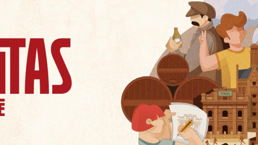 ilustración del programa Miguitas con fábricas y personajes