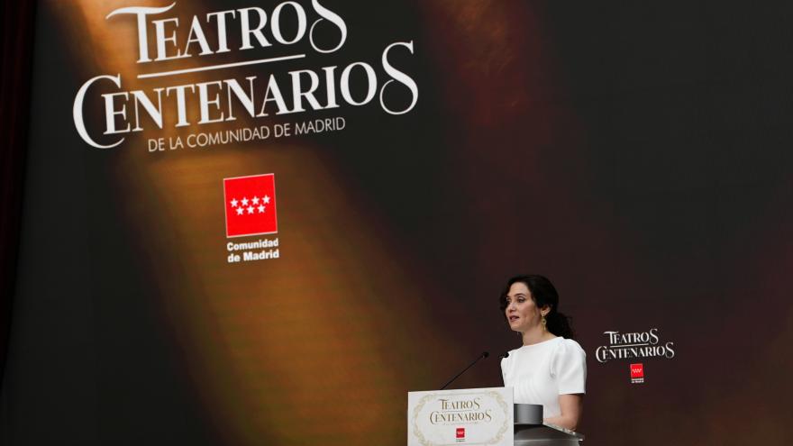 Díaz Ayuso preside el acto de homenaje a los 21 teatros centenarios La presidenta Isabel Díaz Ayuso durante el acto de homenaje