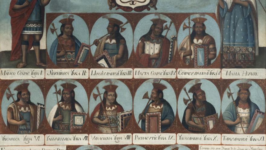 Ecos del arte del Virreinato del Perú Ilustración con diversos personajes