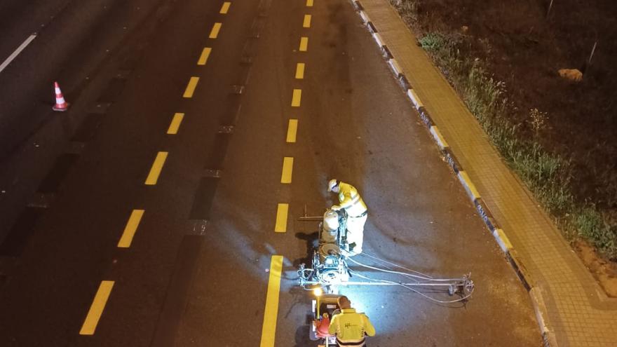 imagen inicio obra M-607 tercer carril nocturna