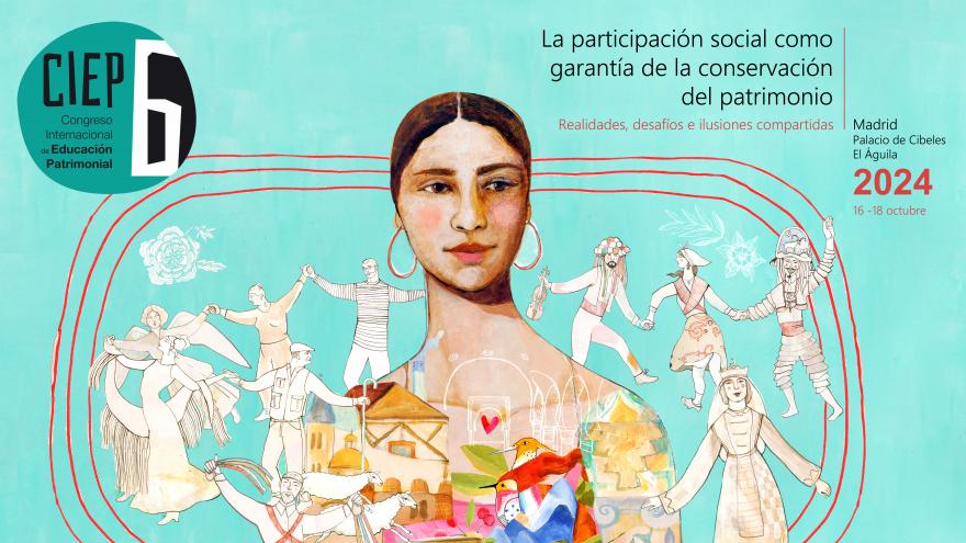 cartel ilustración sobre fondo verde congreso educación