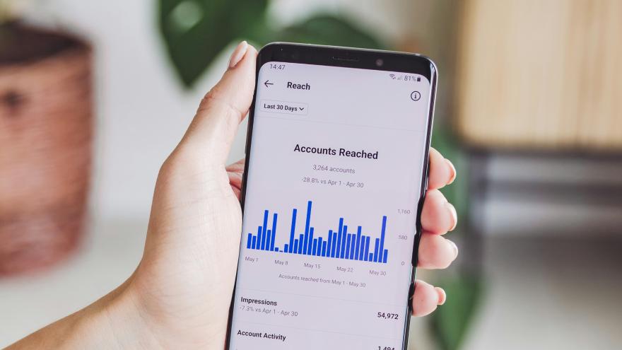 Móvil con datos estadísticos