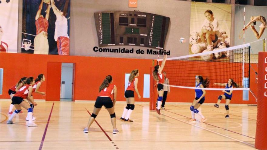 Partido de voleybol en el pabellón