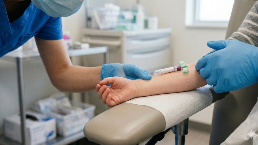 Imagen de brazo de niño realizando extracción 