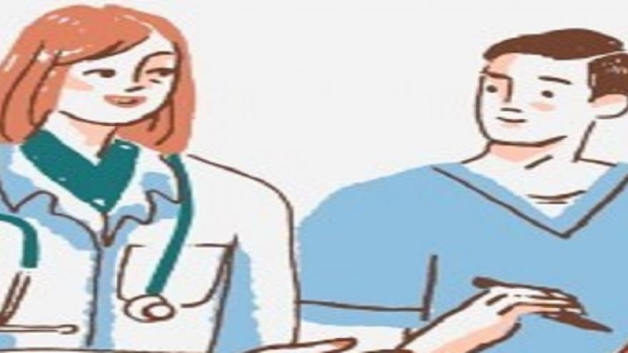 Dibujo de un hombre y una mujer profesionales sanitarios