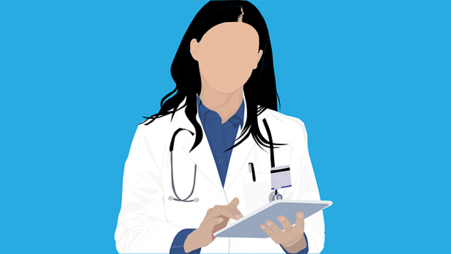 Icono de profesional sanitario con fonendoscopio colgado al cuello