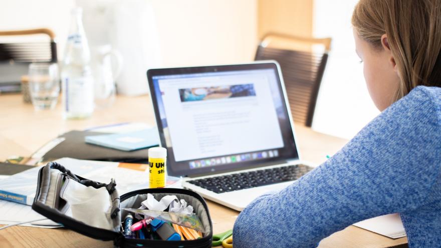chica estudiando con un ordenador