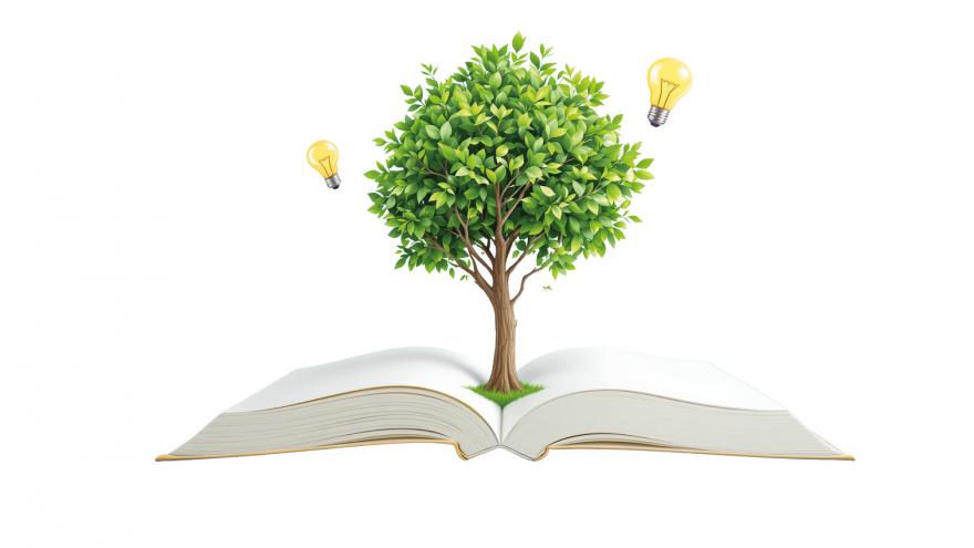 Imagen de árbol saliendo de libro