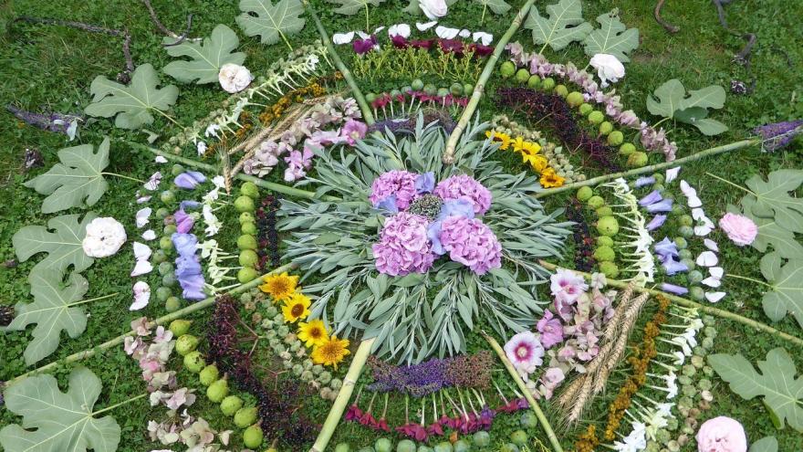 Mandala flores y hojas