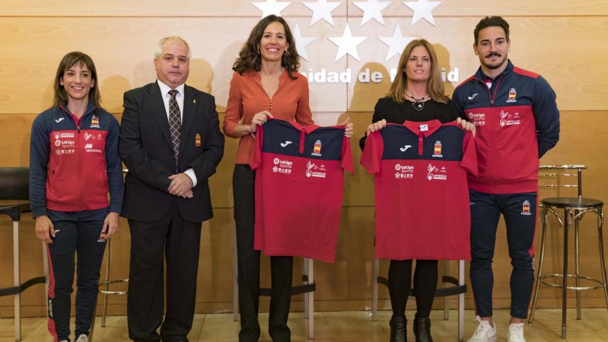 Eugenia Carballedo durante la presentación de la Premier League de Karate 