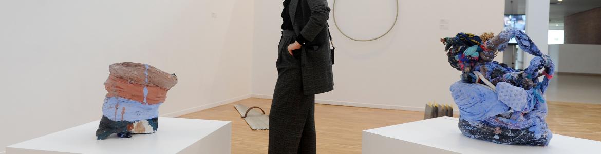 Visitante en una exposición de arte